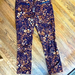 Anthropologie Essential Slim Navy Floral Trouser